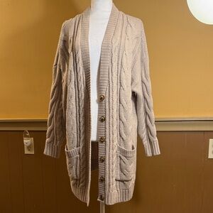 Torrid Cable Knit Oatmeal Color Sz 14 - 16 Boyfriend Relaxed Fit Preppy Chunky